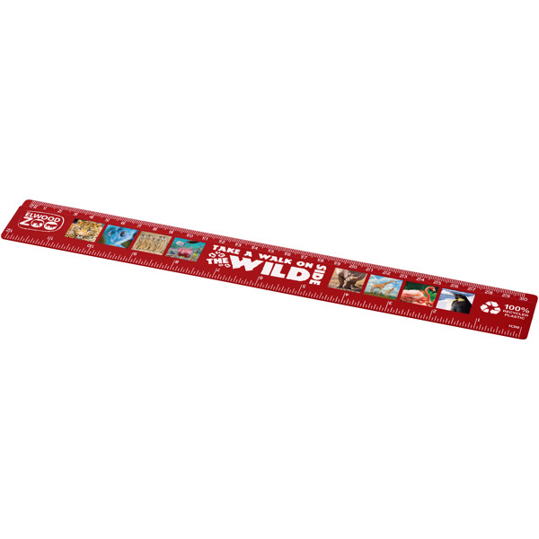 Righello da 30 cm in plastica riciclata Refari - Rosso