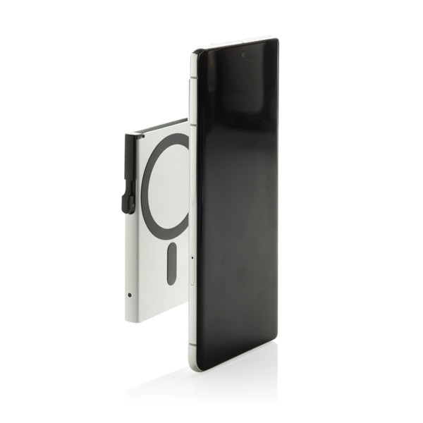 Standard aluminium RFID magnetic phone cardholder - Silver