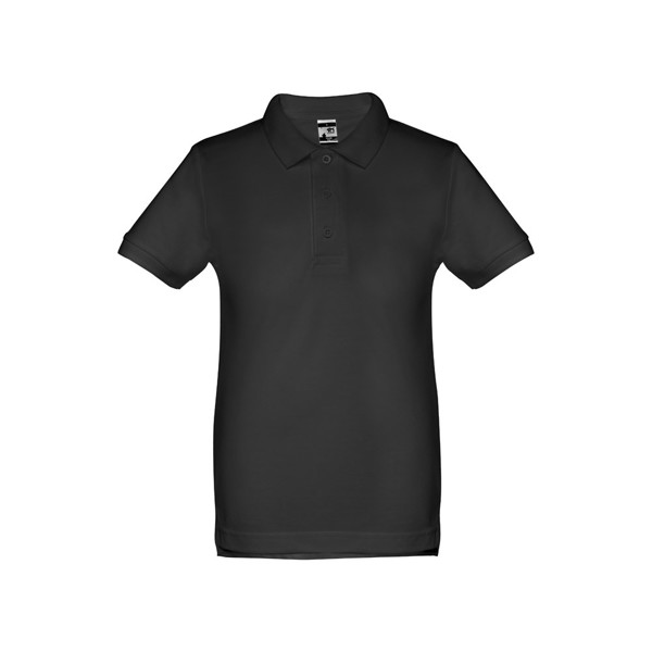 THC ADAM KIDS. Kids short-sleeved 100% cotton piqué polo shirt unisex) - Black / 10
