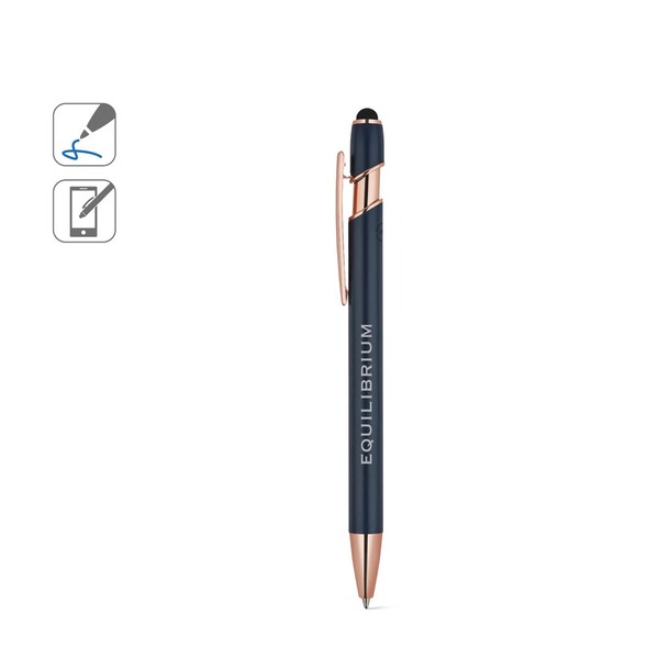 NEIL ROSE. Stylo à bille en aluminium recyclé (100% rAL), avec une finition mate et une encre bleue - Noir