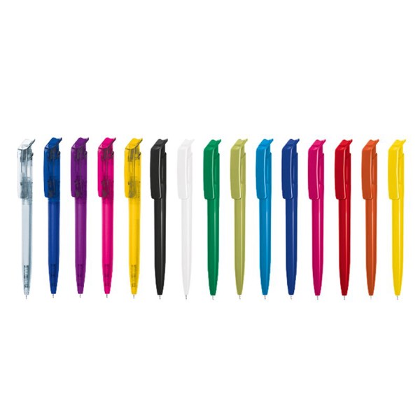STYLO BILLE BLEUE CORPS ET CLIP PLASTIQUE EN MATIERE RECYCLEE rPET - Blanc opaque