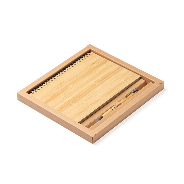 Personalised A5 bamboo notebook set with pen 80 sheets recycled paper