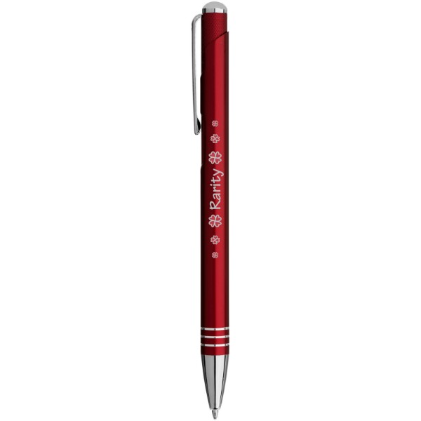 Kuličkové pero Izmir s vroubkovaným tlačítkem - Červená s efektem námrazy