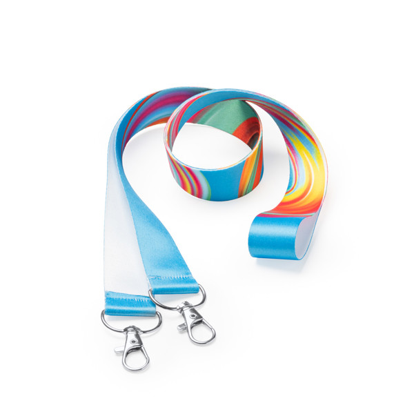 Lanyard personalizado de poliéster doble con sublimación y mosquetón