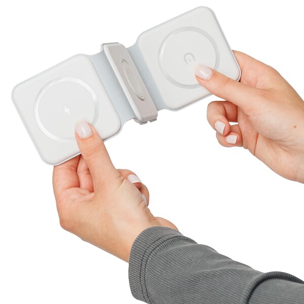 Chargeur sans fil Trigo | Recyclé | 3-en-1 - blanc