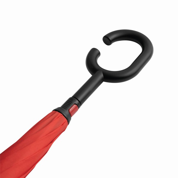 Stick umbrella, reversed close, 109 cm diameter - Black / Red
