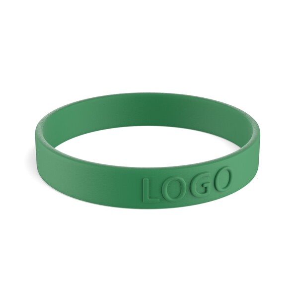 Customised silicone wristbands (12mm width) - Vibrant Green / 18x1.2x0.2cm