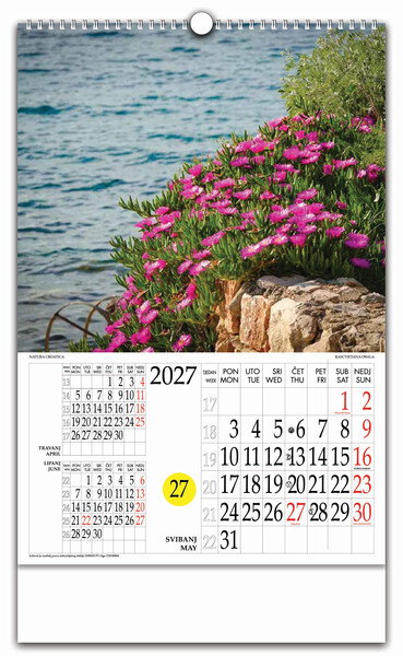 Zidni kalendar s rotacijskim krugom – Natura Croatica