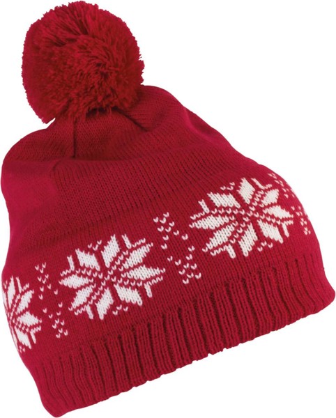 Fair Isle Knit Beanie - Steel Grey