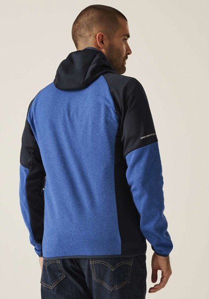 X-Pro Coldspring Ii Hybrid Performance Stretch Hooded Fleece Jacket - Oxford Blue Marl / Navy / 3XL