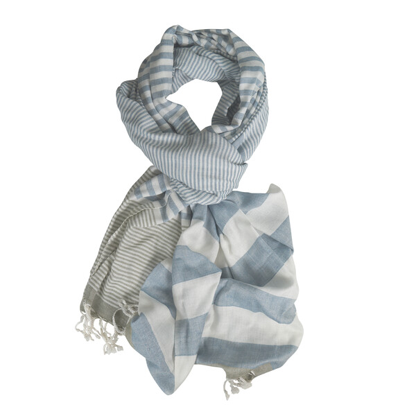 Foulard à franges WIND - bleu/gris