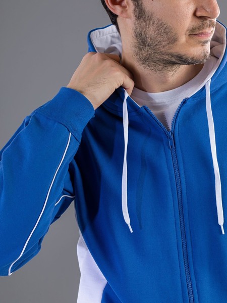 Contrast Hooded Sweat Full Zip - Black White / M