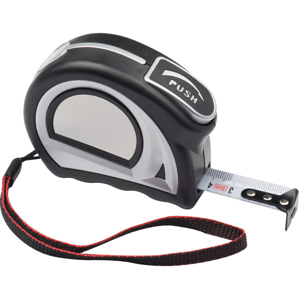 3 meter steel measuring tape DONATA - Black
