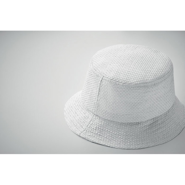 Paper straw bucket hat Bilgola+ - White