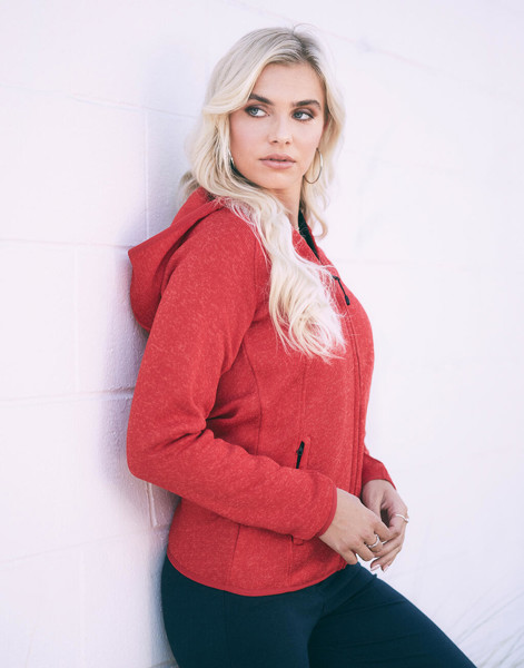 Lux Hooded Knit Fleece Jacket For Women - Black Opal Heather / M