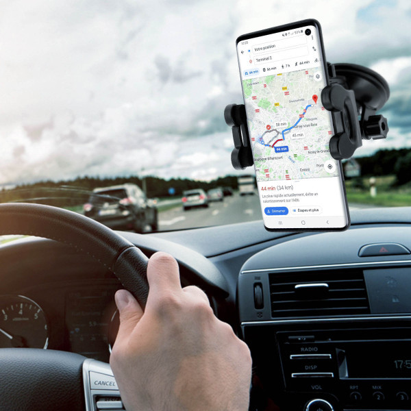YUNIBA - SUPPORT VOITURE 3 EN 1 NOIR - POUR SMARTPHONE 6.9"