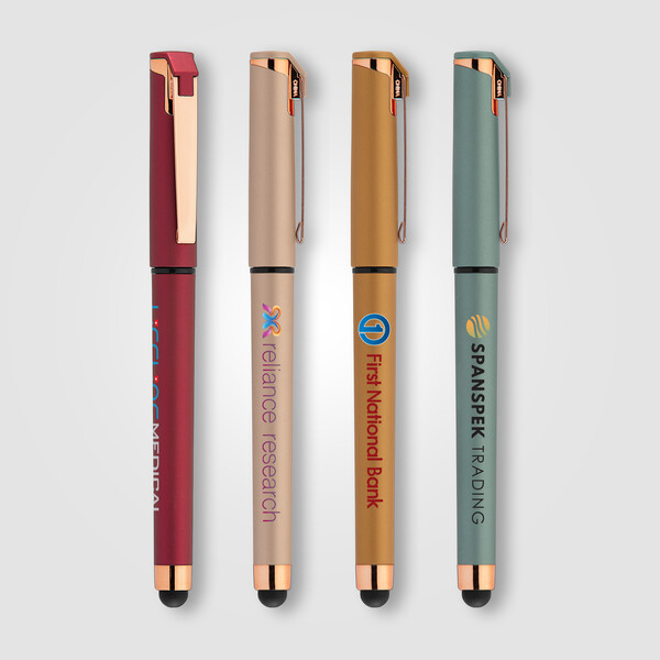 Islander Softy Rose Gold  Designer Metallic Gel Pen w/Stylus - Assorted / Silkscreen
