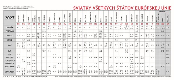 Stolový Kalendár Plánovací 2027