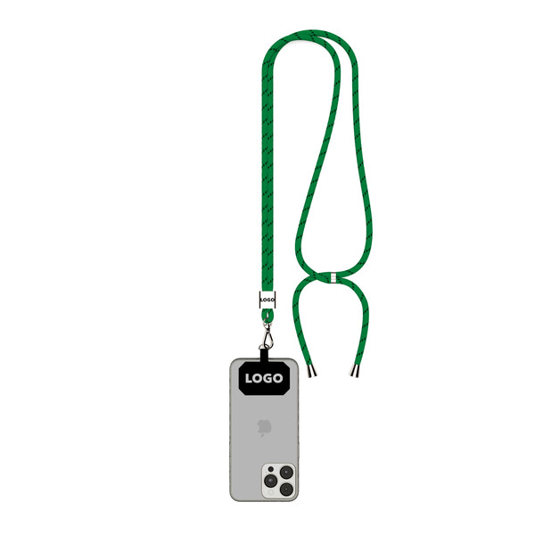 Crossbody 2-tone cord phone holder made of polyester - Classic Green / Black / Silver accessories