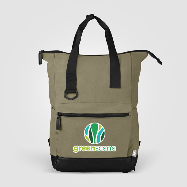 Odyssey Pack Recycled Cotton Canvas Tote Bag-  17 L - Dark Green / Heat transfer