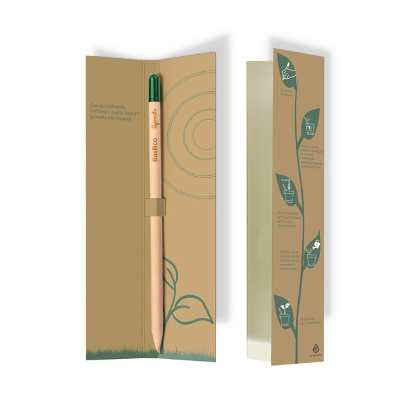 Μολυβοθήκη Sprout με Infographic στα ιταλικά, αγγλικά και γαλλικά που απεικονίζει τη χρήση