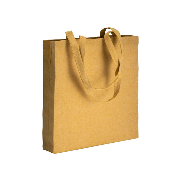 150 G/M2 Recycled Cotton Shopping Bag, Melange Effect, Long Handles And Gusset - Yellow