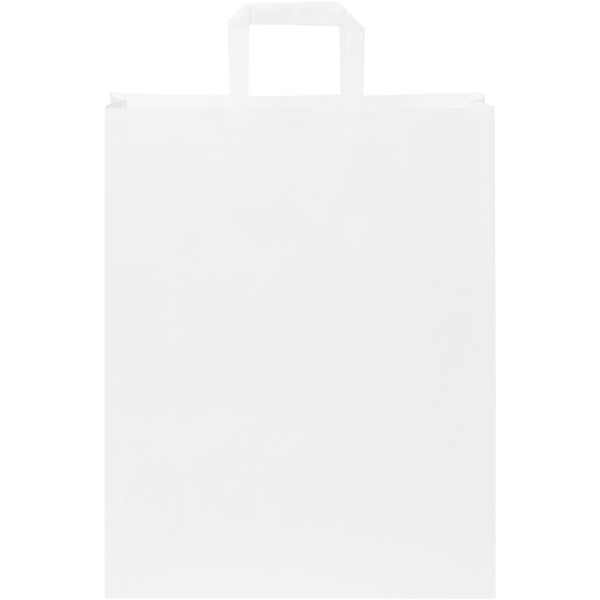 Kraftpapiertasche 80-90 g/m² mit flachen Griffen – groß - weiss