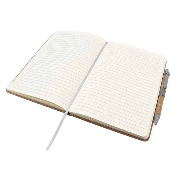 Cork notebook A5 with ball pen | Layla - grey