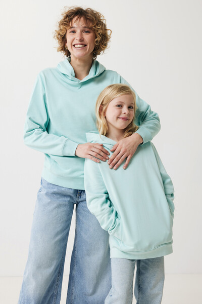 IQONIQ Yengo kids recycled cotton hoodie with sidepockets - Crushed Mint / 34