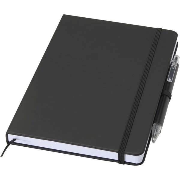 Spectrum A5 recycled notebook and ballpoint pen set - Black