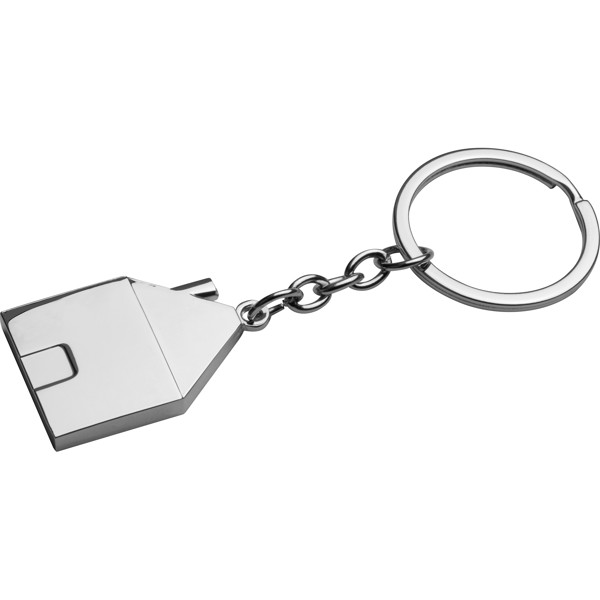 Metal keyring in house shape GILBERT - Silvergrey