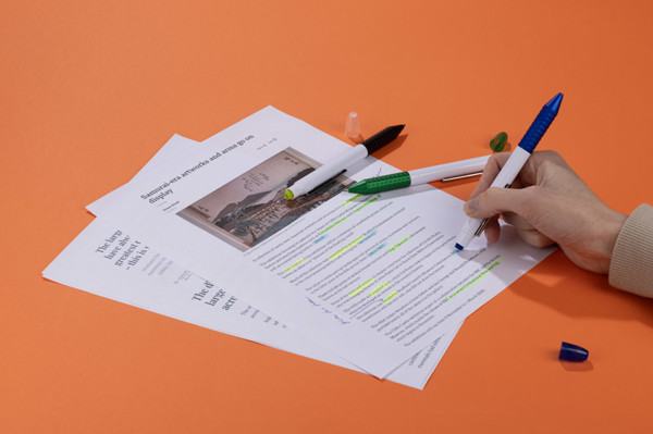 Ballpoint pen with highlighter FLUO - black