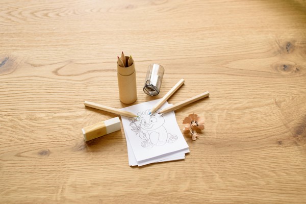 Kleurpotloden set Libbie | Gerecycled karton | 6 stuks - geel