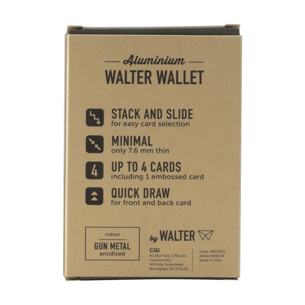 Walter Wallet Recyklovaný hliníkový držák karet - Gun Metal