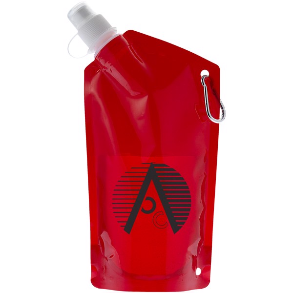 Vrečka za vodo s karabinom Cabo 600 ml - Transparent Red