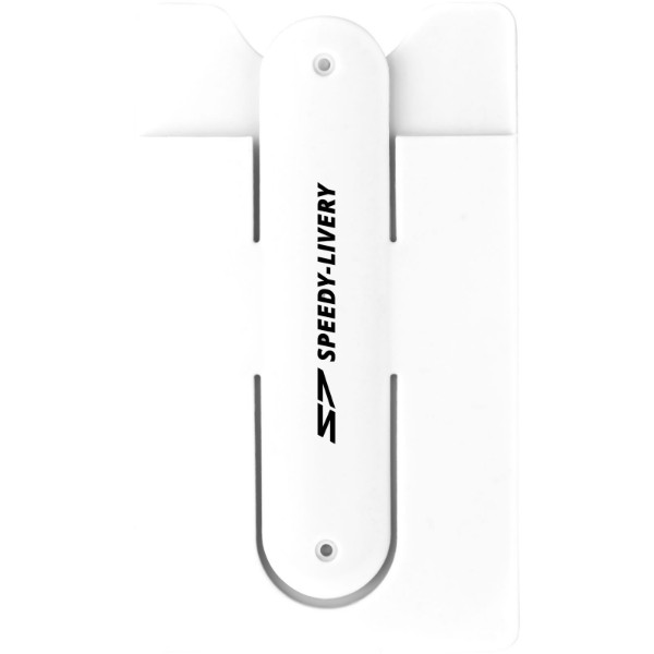 Portatarjetas de silicona con soporte para teléfono "Stue" - Blanco