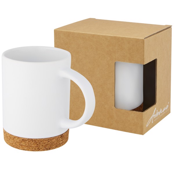 Neiva 425 ml ceramic mug with cork base - White