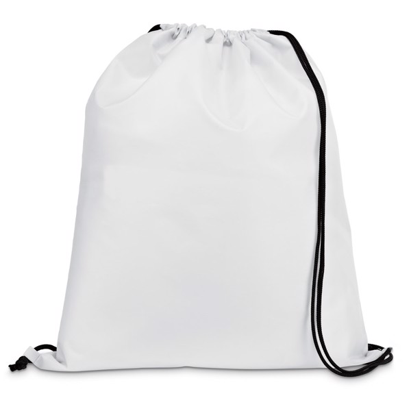 CARNABY. Saco tipo mochila em 210D com cordões em preto - Branco