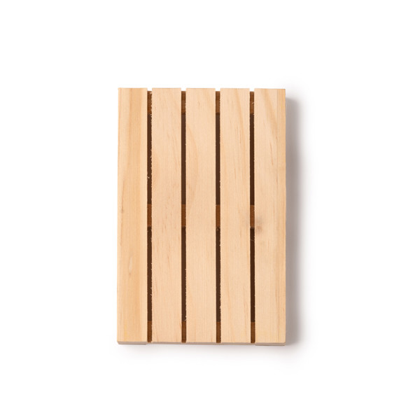 Posavasos personalizado de madera con forma de palet