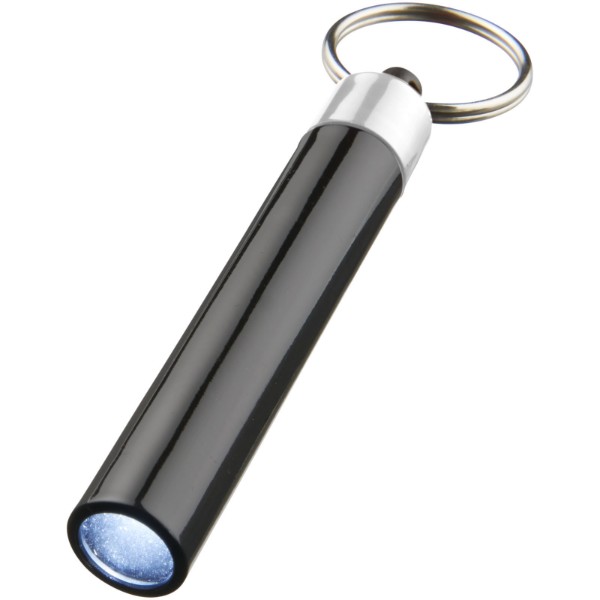 Retro premium LED keychain light - Silver / Solid black