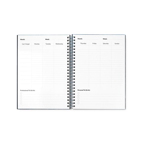STARTER KIT INFINITE PLANNER A5. Sada obsahuje "nekonečný deník", čistící sadu, fix a držák na popisovače - Námořnická Modrá