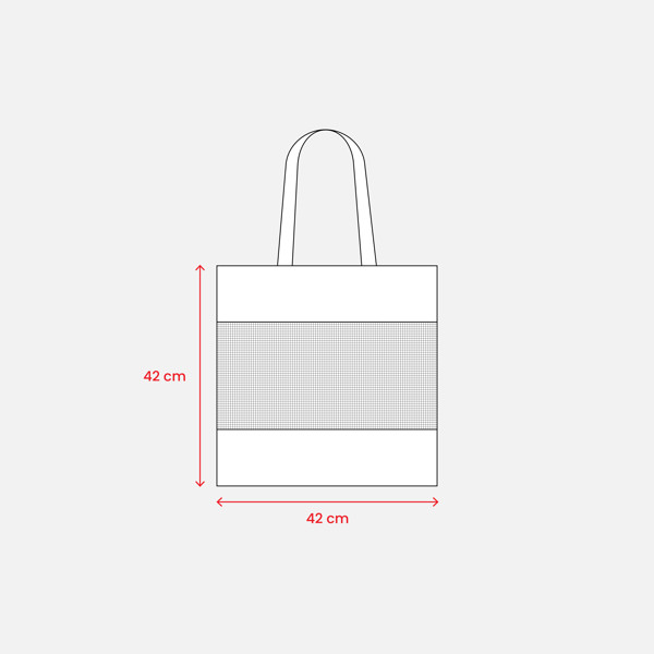 135 G/ M2 Natural Cotton Shopping Bag  With Net On The Central Part,  Long Handles