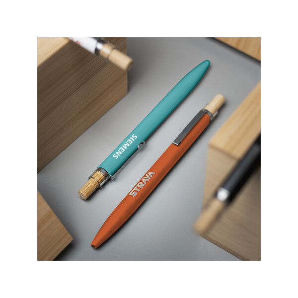 BAAM - BND184 - Stylo à bille en aluminium recyclé, bambou FSC® et ABS recyclé