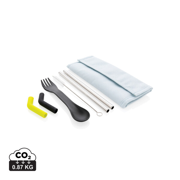 Set pailles 2 pcs et couverts Tierra - Bleu