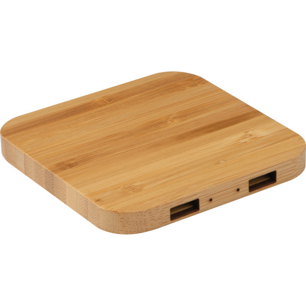 ROMAN Încărcător wireless din bambus - Beige