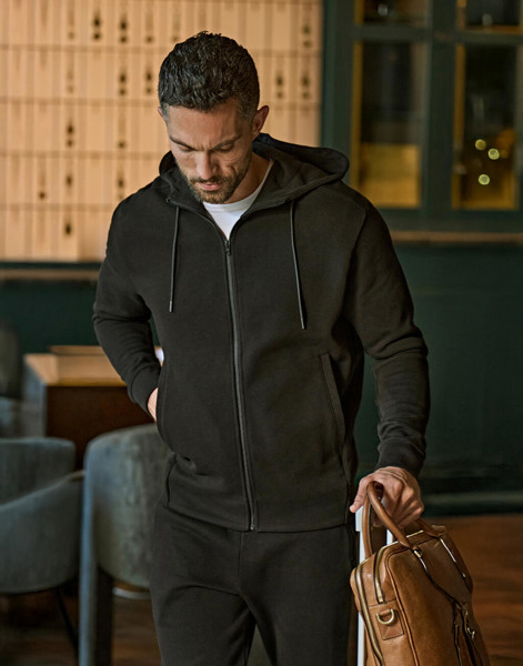 Ribbed Interlock Hooded Full Zip - Black / L
