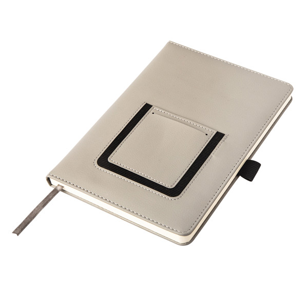Eibar notepad with phone pocket - Grey