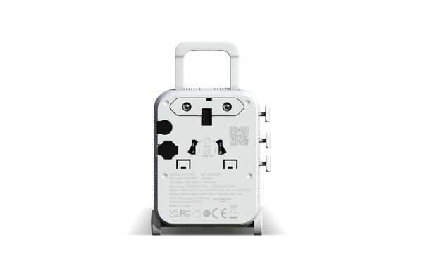 Chariot adaptateur universel GaN Xoopar Luggie pour voyages internationaux - Blanc