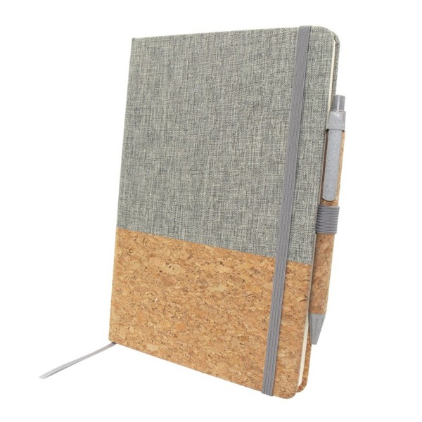 Cork notebook A5 with ball pen | Layla - grey
