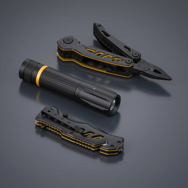 Optima Multiset: Multitool, Rescue Knife & Small Flashlight - Yellow